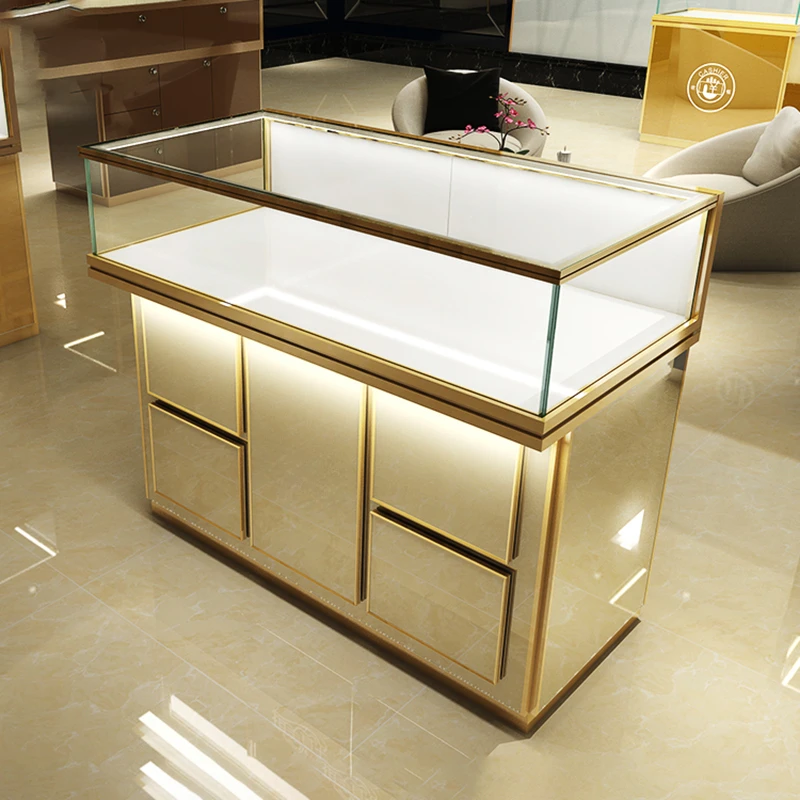 

Wholesale Price Superb Quality Glass Metal Frame Drawer Streamline Display Retail Store Used Jewelry Showcase