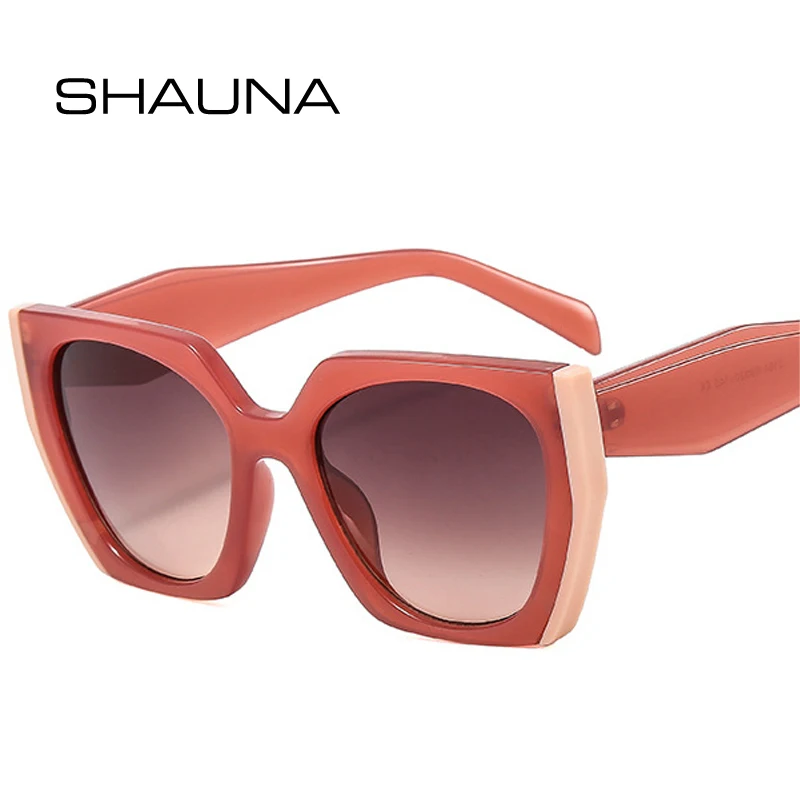 

SHAUNA Vintage Polygon Cat Eye Double Color Sunglasses Women Fashion Clear Gradient Shades UV400 Men Brand Designer Sun Glasses