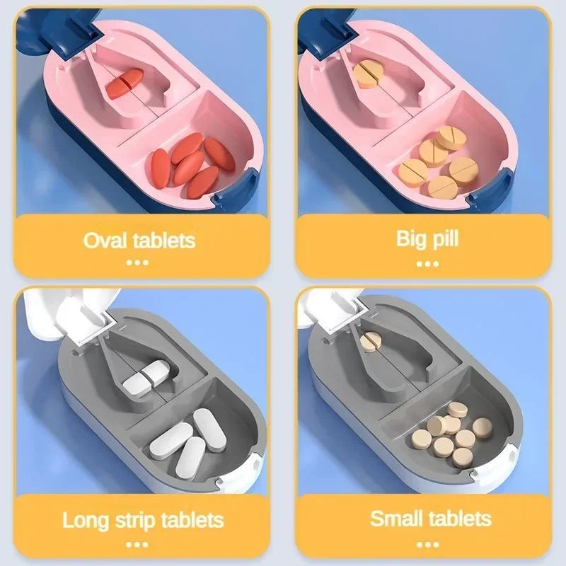 휴대용 알약 커터 박스, 약 상자, 정제 커터 스플리터, 약 거치대 알약 커터 박스 케이스 및 스플리터, 1 개, 2 개