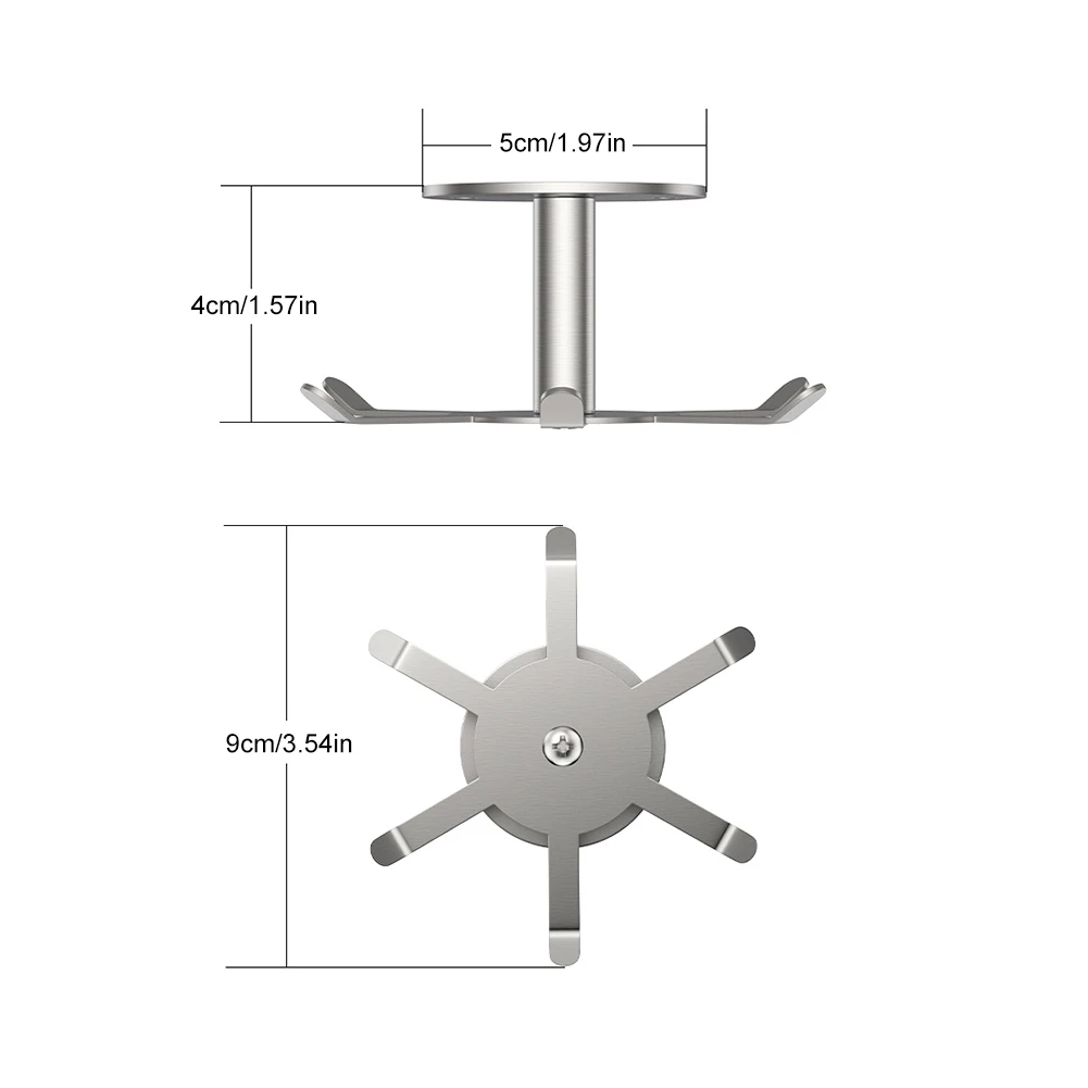 Under Cabinet Rotating Utensil Holder 6 Hooks Stainless Steel Hanging Rack Screw Kitchen Bathroom Storage Rack Kitchen Storage Rack Kitchen Hooks