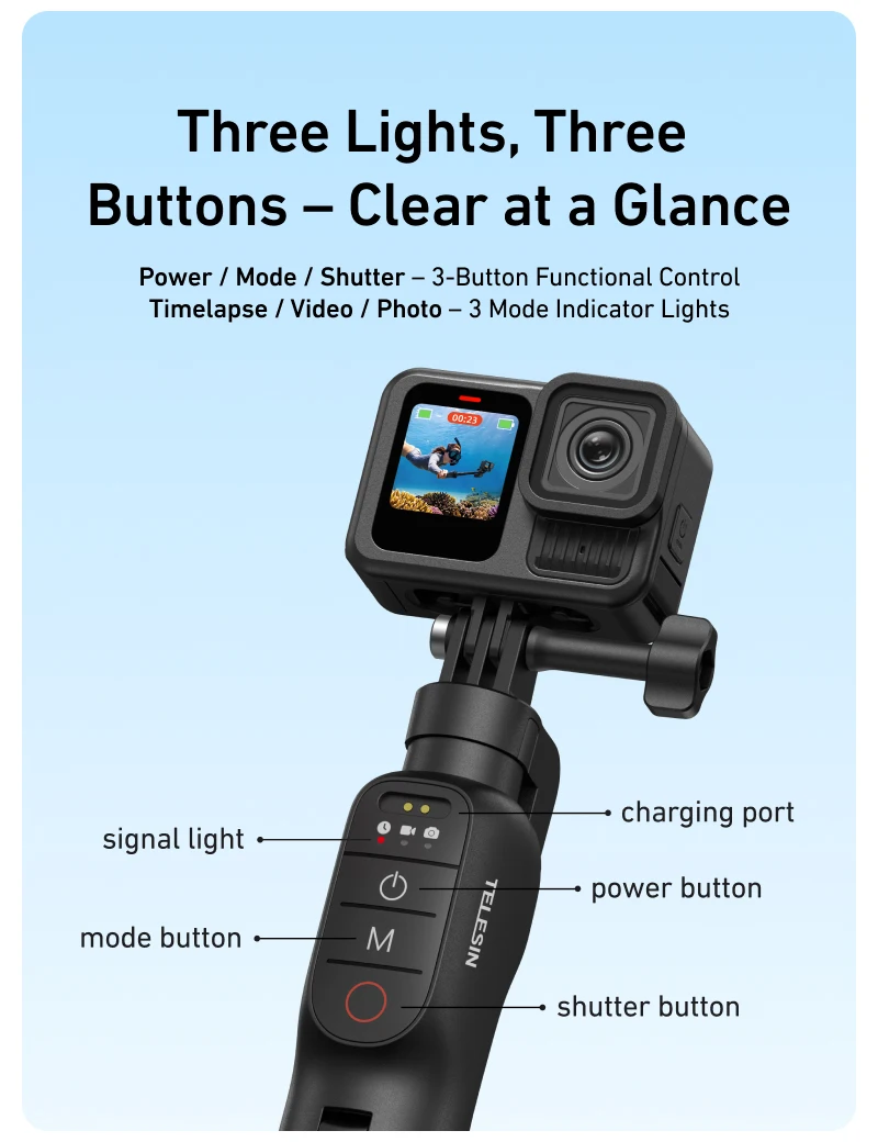 3 in 1 Underwater Remote Control Extendable Waterproof Selfie Stick Tripod Buoya