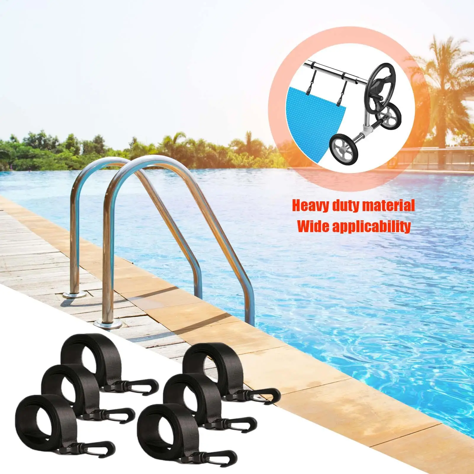 Solar Cover Reel Fastening Set Pool Cover Straps Solar Cover Roller Attachment Straps Solar Cover Reel Attachment Accessories