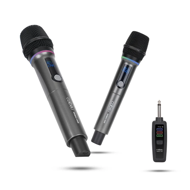 Microfone Sem Fio Profissional,  RGB,  Sem Fio Duplo UHF,  Karaoke.