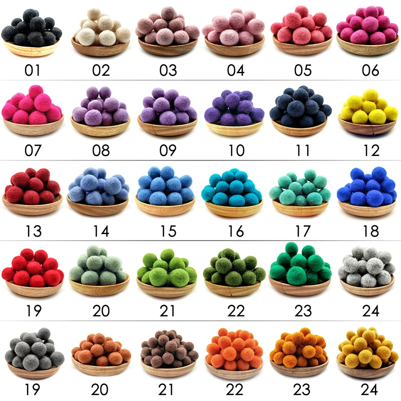 2cm Multi Color Wool Felt Balls Pom Pom Balls Beads Party Decor Coaster  Craft 10pcs A Pack 