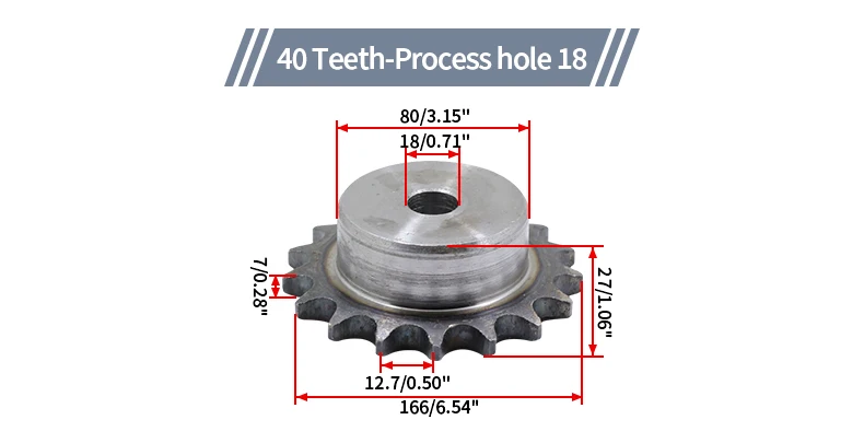 4-Punkt 08B Kettenrad 10T 12T 15T 20T 25T 30T 32T 42T 48T Zähne Handwerk Loch Zahnoberfläche Abschreckabstand 12,7 mm CNC-Übertragung – Detail 21