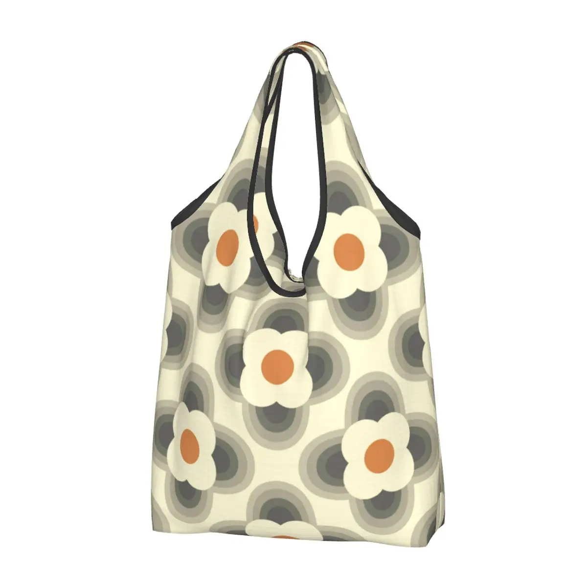 

Женская сумка для покупок с принтом Orla Kiely, оранжевая сумка для покупок с полосатыми лепестками, портативная вместительная сумка-тоут для продуктов