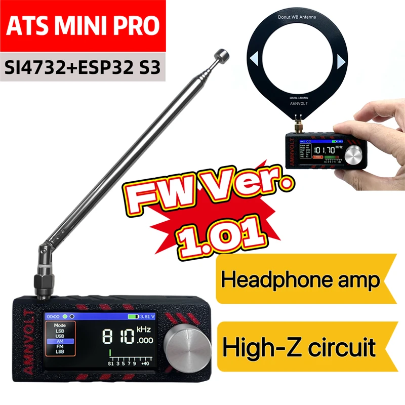 Upgraded Version AMNVOLT ATS MINI PRO SI4732 Full Band DSP Radio