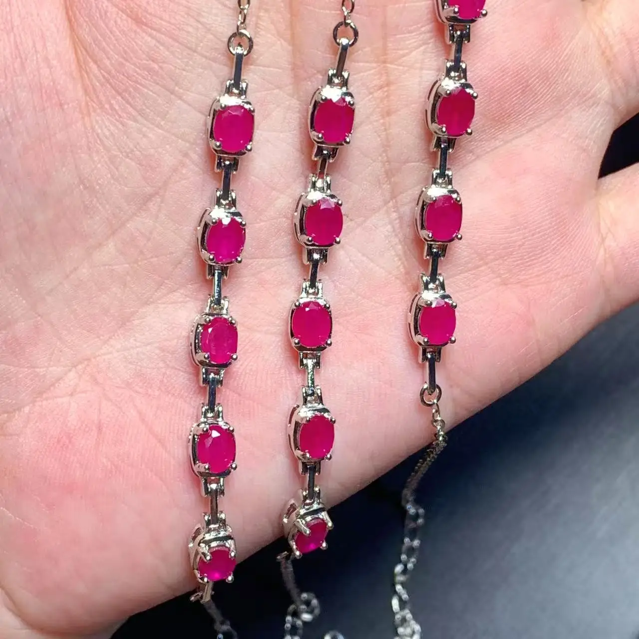 OVAL Luxury Natural Ruby Bracelet For Women Fine Jewelry Stone Fashion Women Jewelry Anniversary & Engagement