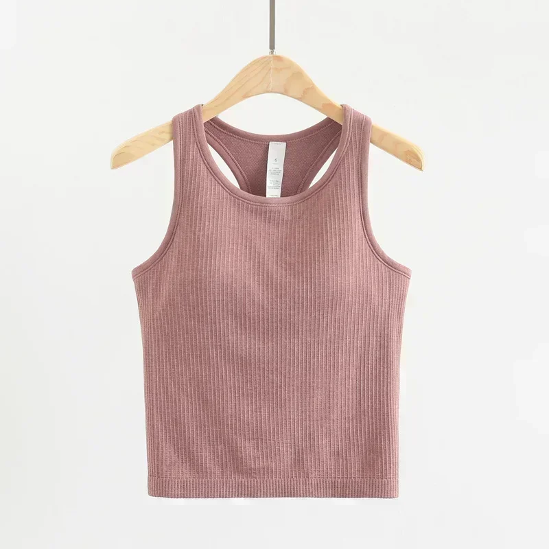 Lemon Racerback Yoga Tank Tops Women Fitness Sleeveless Cami Sports Shirts Slim Ribbed Running Gym Crop Vest Built In Bra Top 5
