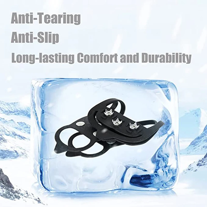 1 Pair 8 Teeth Anti-Skid Snow lce Climbing Shoe Spikes Ice Grips for Shoes Crampons Winter Climbing Anti Slip Shoe Cover Part