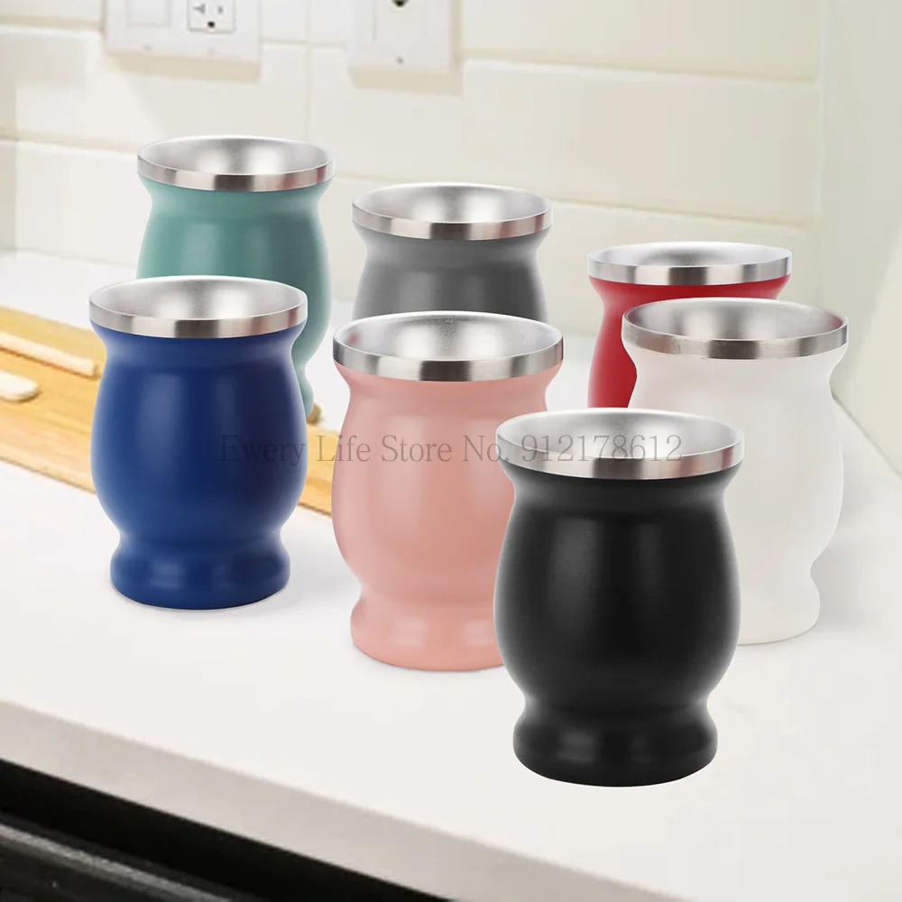 1PC Yerba Mate Cup 304 Stainless Steel 8oz Argentine Yerba Mate Gourd With Bombillas Easy To Prepare And Clean
