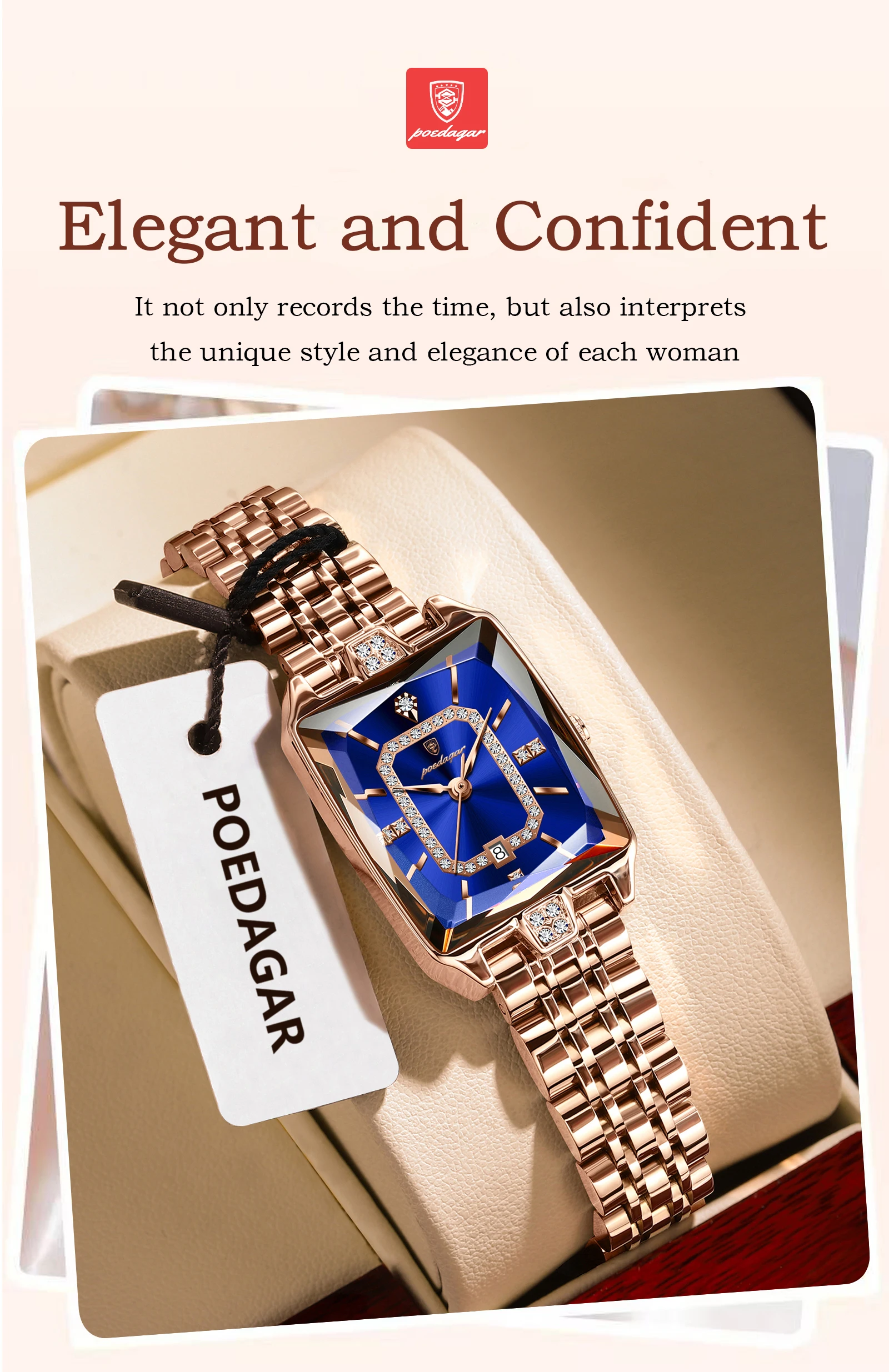 POEDAGAR Luxury Casual Ladies Watch Stainless Steel Waterproof Date Fashion Woman Wristwatch High Quality Quartz Women's Watches