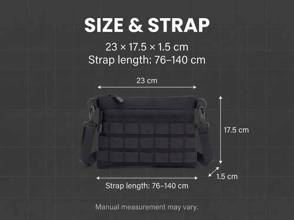 Tactical MOLLE Crossbody Bag Portable 600D Nylon Water Resistant EDC Shoulder Bag for Daily Commute Outdoor Hiking