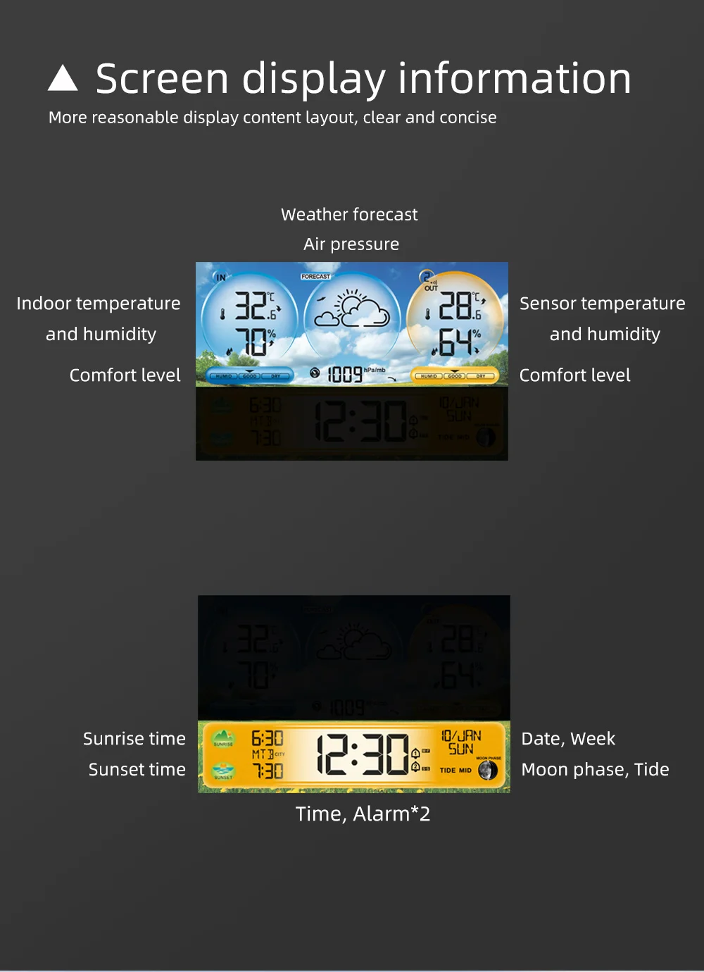 Weather Station Thermometer with Remote Sensors and Touch Color Screen Weather T