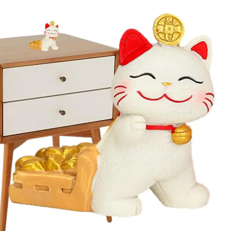 Statua Di Gatto Fortunato Resina Statua Fortunata Figurine Di Gatto Ricchezza Figurina Di Gatto Soldi Fortuna Gatto Maneki Neko Statua Di Gatto Fortun