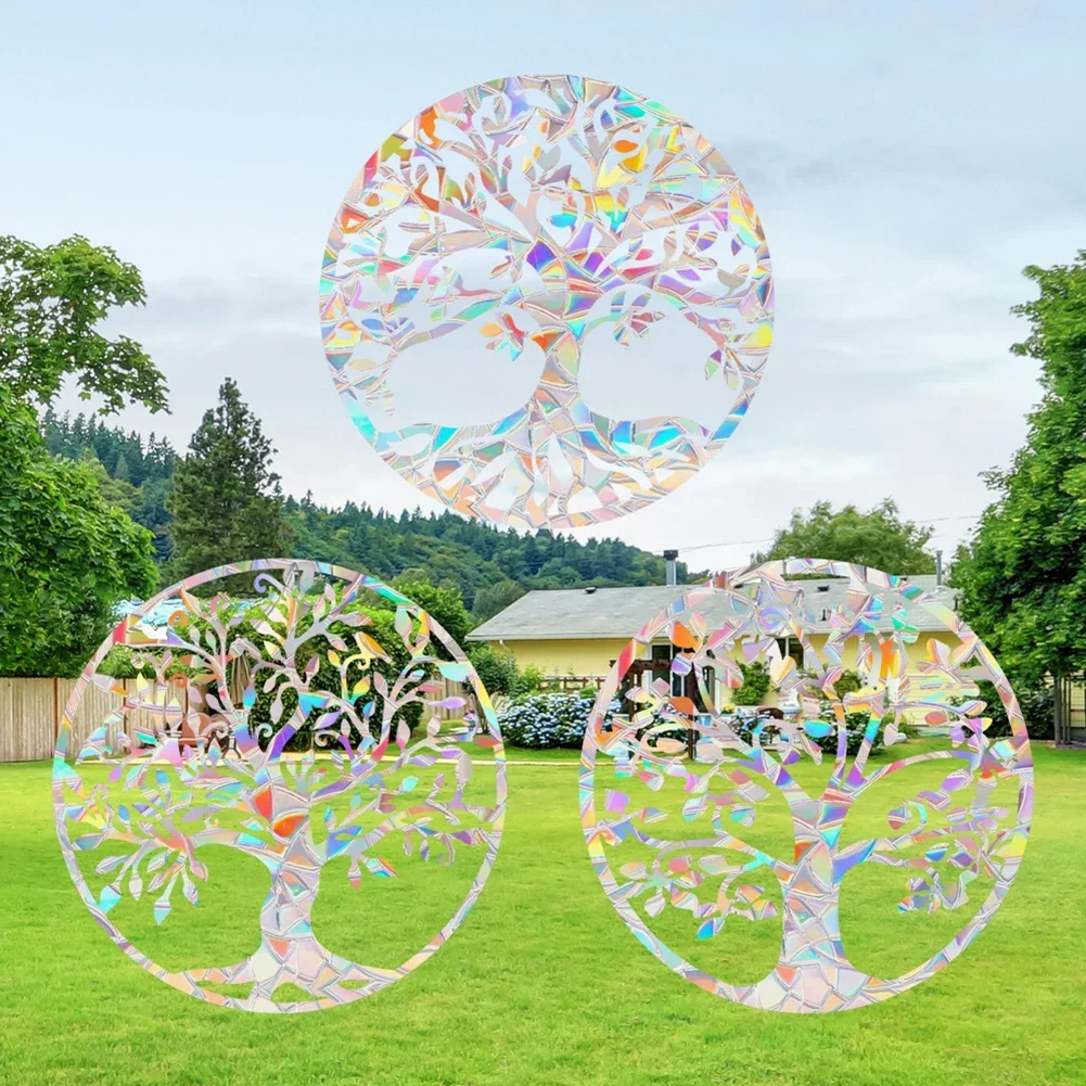Rainbow-Suncatcher Window Stickers PVC Reflective Life Trees Prism-Glass Wall Sticker Home Kid Bedroom Decoration Self-Adhesives wall stickers window stickers