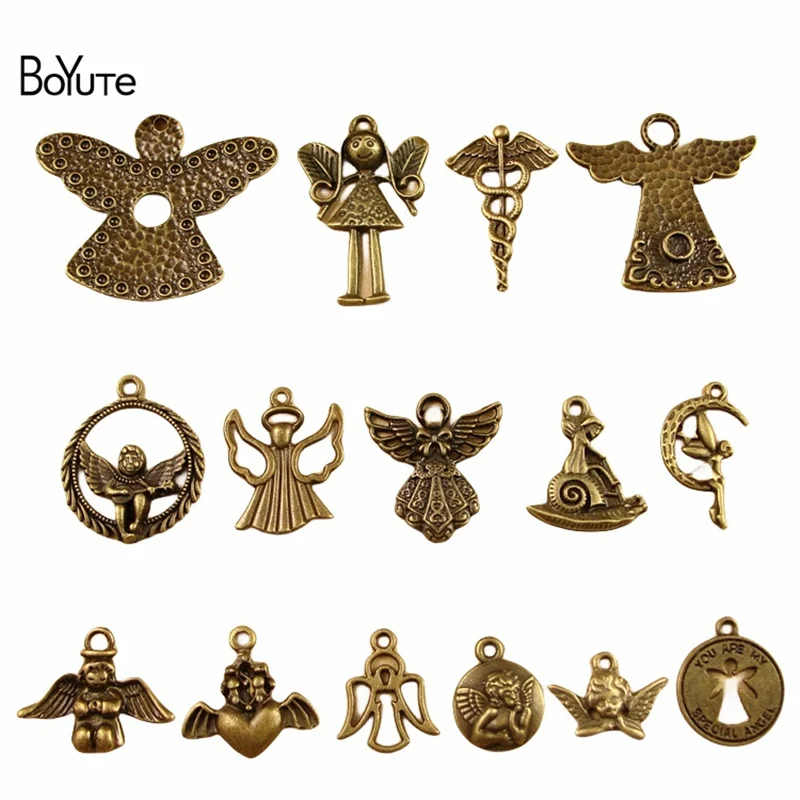 

BoYuTe (50 Pieces/Lot) Antique Bronze Plated Angel Wings Pendant DIY Handmade Jewelry Materials ZAKKA