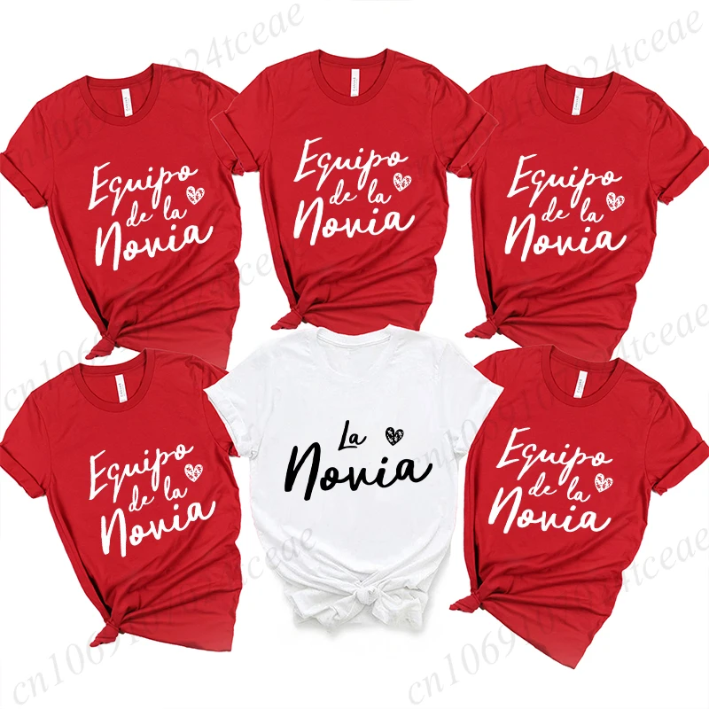 Spanisches Mädchen Bachelorette Junggesellinnenabschied Tops für Frauen Team Bride Squad T-Shirt Single Farewell Tees Braut Hochzeit Y2k Kleidung