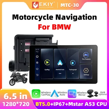 EKIY 6.5in CarPlay Motorcycle Wireless CarPlay Android Auto Airplay Display Screen Portable Moto Monitor IP67 DVR Navigation GPS