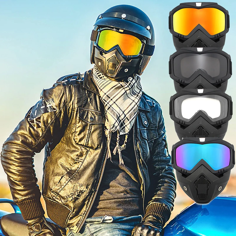 

Tactical Helmet Mask Motorcycle Goggles Helmet Riding Goggles Glasses With Face Cover Unisex Removable Mask Full Face Protective