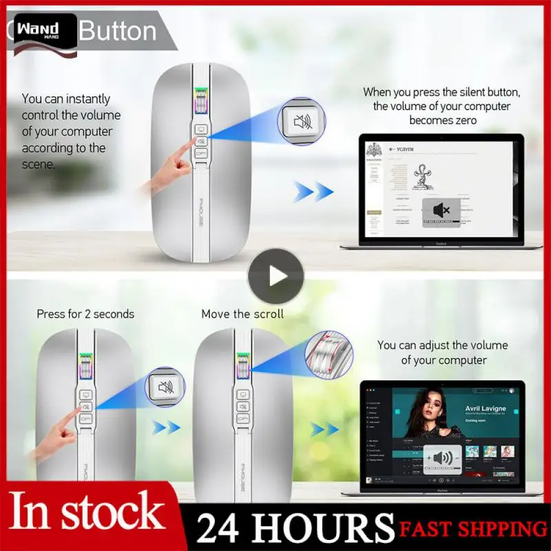 Mouse Wireless Dual Mode 2.4G 1600Dpi Type-C Mouse Ergonomici Silenziosi Ricaricabili Per Laptop Pc Gaming Mouse Gamer