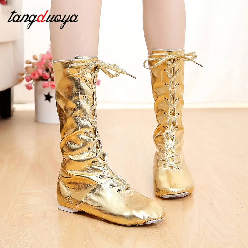 Jazz dance boots women soft sole leather latin jazz dance shoes women children's girls shoes ballroom Training dance shoes