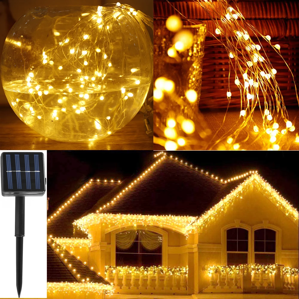 6M Waterproof Led Solar Garden Lights Droop 0.5m Christmas Garland Curtain Icicle String Lights for Eaves Outdoor Decoration outdoor fence lights