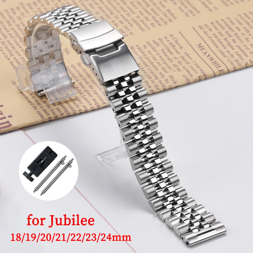 Affordable Elegant Stainless Steel 24 mm Replacement Watch Band JJU306_K0029643