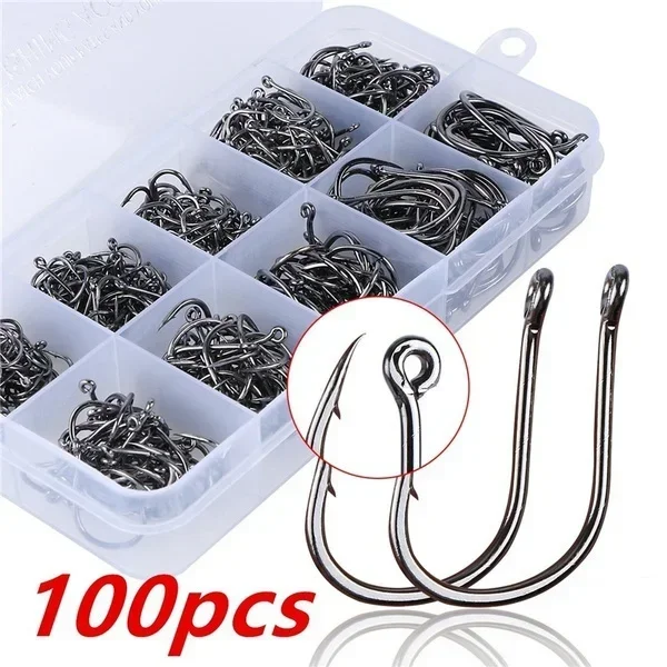 Carbon Steel Fish Hook 100 pieces/box 10 sizes