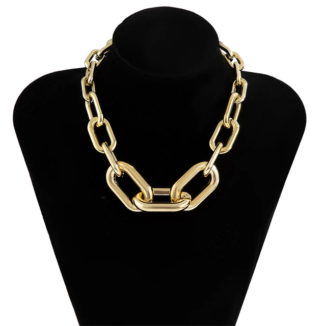 Lacteo Punk Multi Layered Golden Chain Choker Necklace Jewelry for Women Hip Hop Big Thick Chunky Clavicle Chain Charm Necklace LC3171524