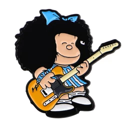 Charming Cartoon Girl Enamel Pin - Cute Metal Badge for Backpacks & Clothing Accessories (3)