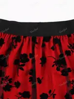 ROSEGAL-Floral Leaf Flocking Mesh Skirts for Women, Plus Size 3 Colors Elastic Waist, Midi Skirt, Streetwear Skirt, New Arrival - Image 6