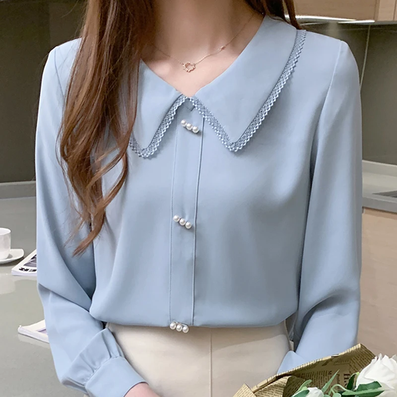 light blue chiffon blouse