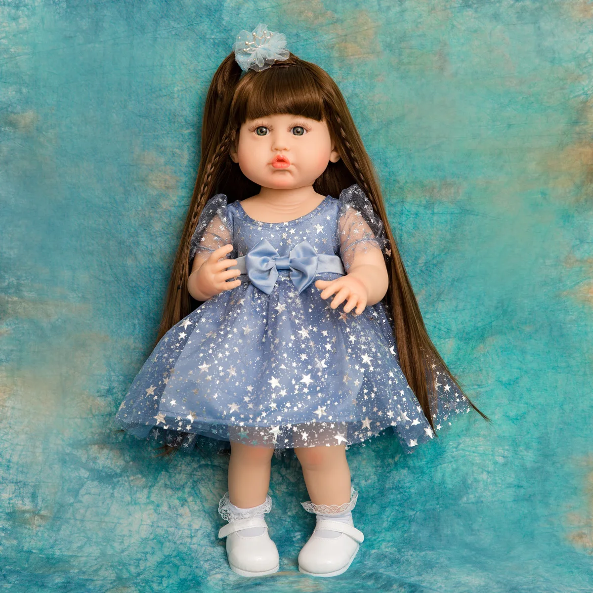 High Quality Reborn Baby Full Body Silicone With Long Hair 55 CM 22 Inch Lifelike Realistic Princess Toddler Bebe Birthday Gift 4