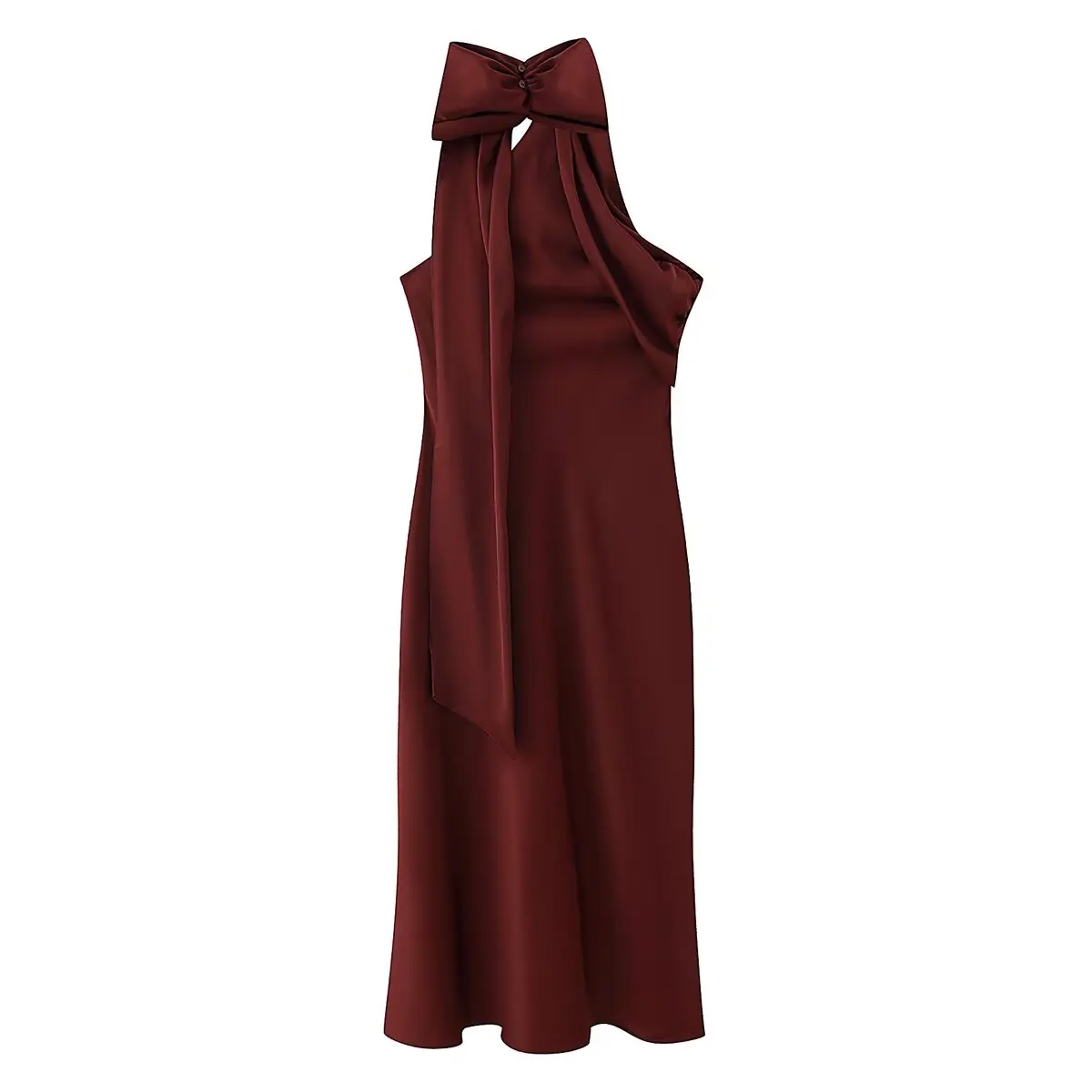 HH Damen Frühlingsmode Elegantes Ärmelloses Kleid mit Schalkragen Asymmetrisches Sexy Mittellanges Kleid Sommerliches Casual-Bankett-Kleid – Detail 3