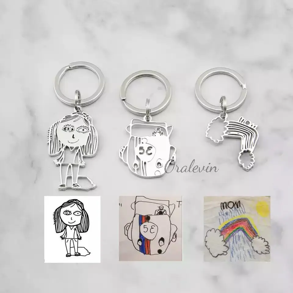 Cute Custom Kids Painting Necklace Personalize Children Graffiti Scrawl Drawing Picture Necklace For Child Birthday Gift Jewelry