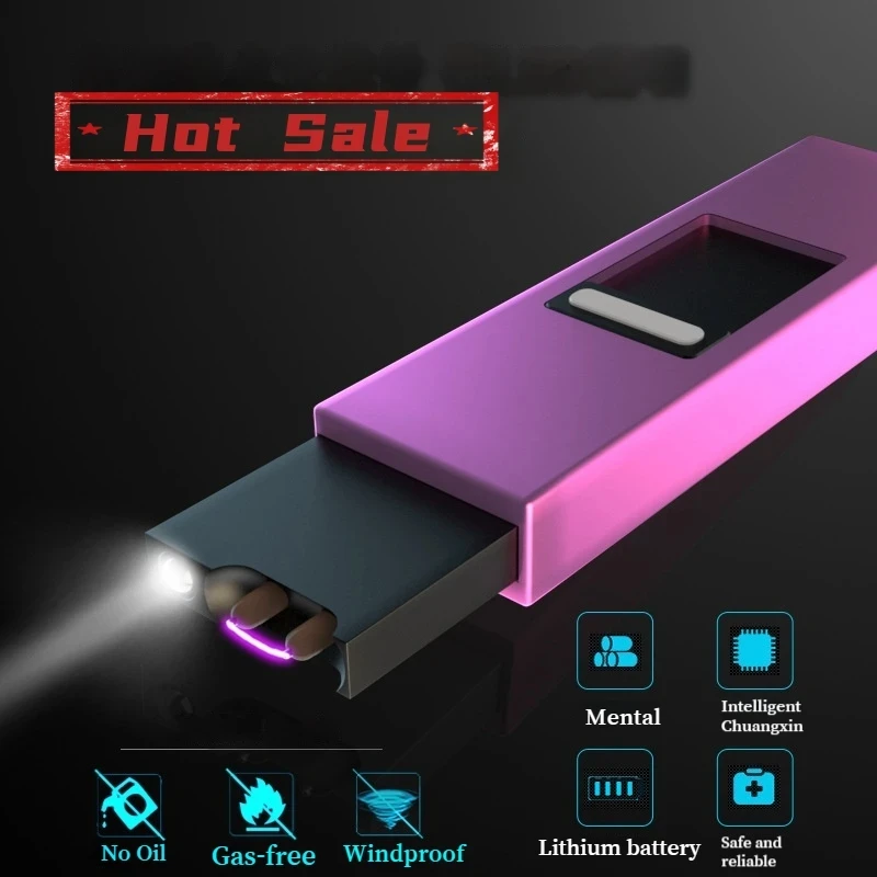 

Portable Pulse Arc Electric Lighter Outdoor Windproof LED Power Display Candle Gas Stove Metal Flameless Igniter Kitchen Tool