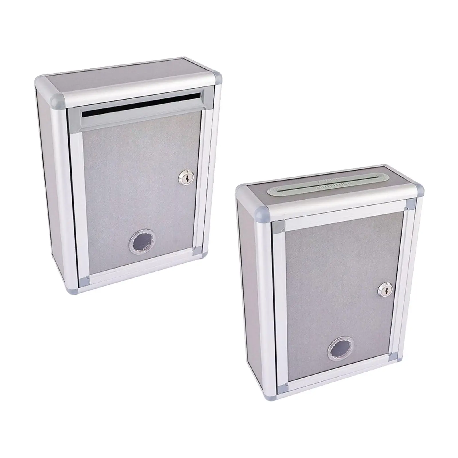 Wall Mounted Mailbox Suggestion Box with Key Multifunctional Aluminum Alloy Frame Donation Box for Hotel Business