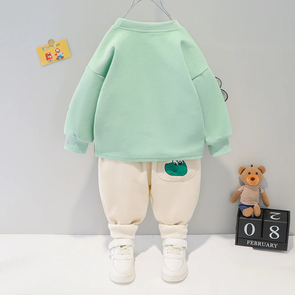 stylish baby clothing set Spring and Autumn Children's Suit Boys Cartoon Pullover Two-piece Long Sleeve 0-4 Years Old Boys and Girls Casual Sweater Suit sun baby clothing set