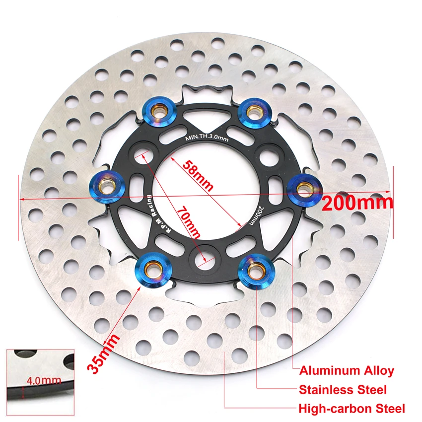 200mm RPM Disc Brake 3 Hole 57mm 70mm Motorcycle Floating Disk Rotor Caliper Universal Front Rear Wheel For Yamaha Scooters Niu motorcycle brake discs,motorcycle brake caliper