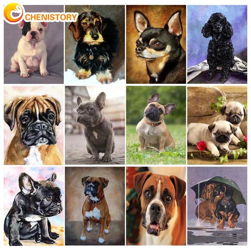 

CHENISTOYR 5D DIY Diamond Painting Kits Dog Full Square Diamond Embroidery Animals Picture Of Rhinestones Mosaic Home Decor Gift