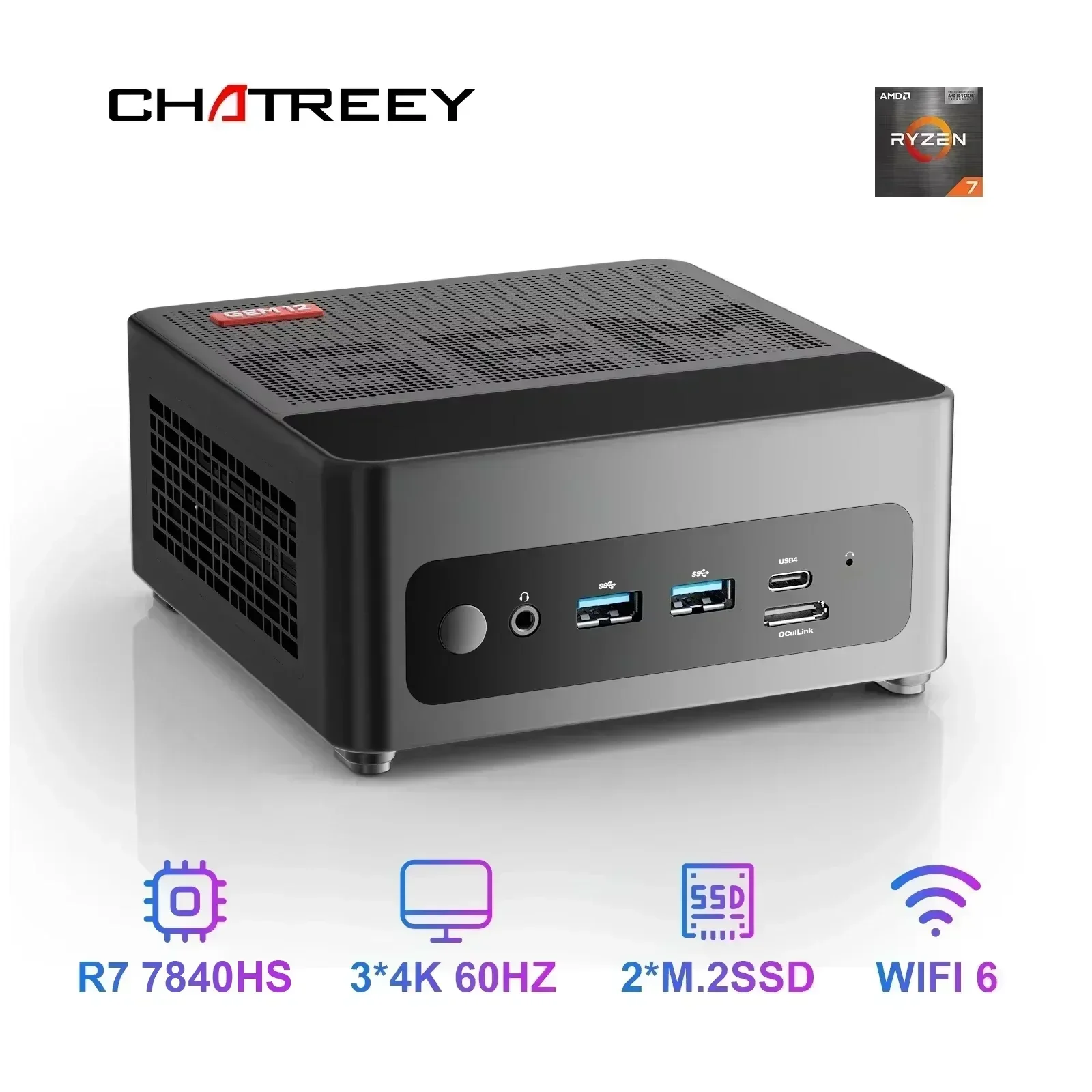 AOOSTAR Ryzen7 7840HS 780M 32GB/512GB Chatreey-ミニゲーム用