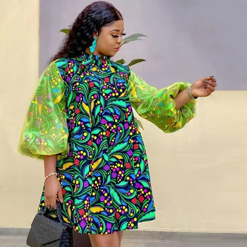 Elohor Bob Sleeve Print Dress