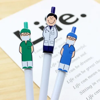재미있는 의사 및 간호사 디자인 볼펜, 사무실 및 학교 학생 글쓰기, 귀여운 문구, 1.0mm 검정 잉크, 1 개