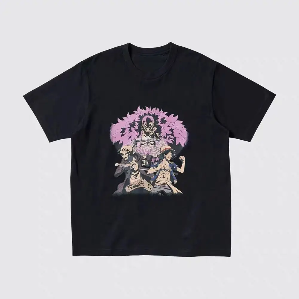 Summer Pure Cotton One Piece Luffy Anime Personality Print Heavyweight Ut Co Branded Handsome Cartoon Men's and Women's T-Shirt 4