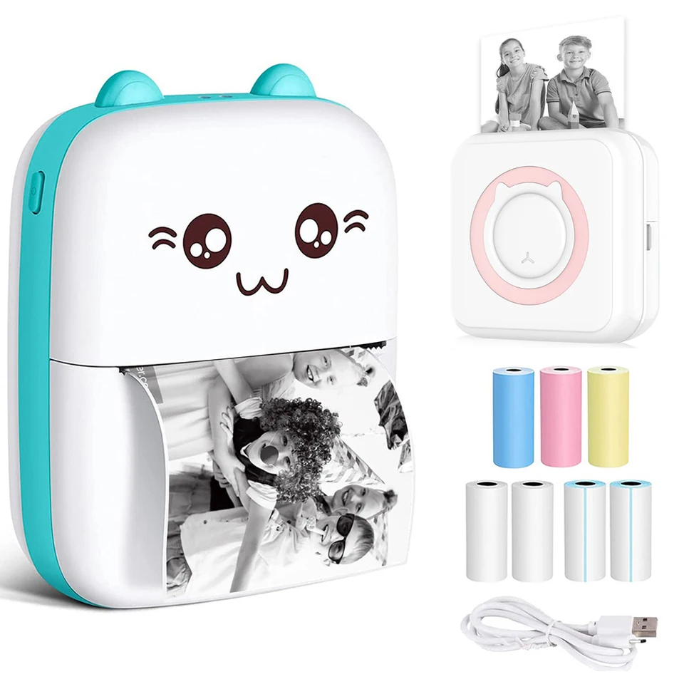 Pocket Thermal Printer Mini Pocket Bluetooth Thermal Printer - Portable Printer With 13 Paper Rolls For Journaling & Labels Mobile App Printer