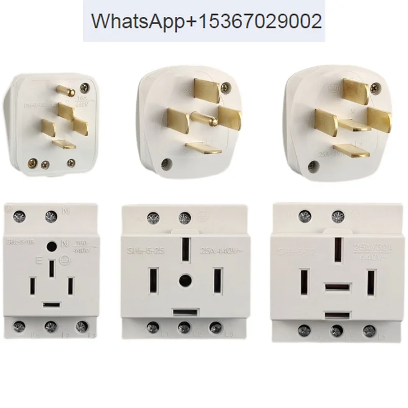 

10Pcs AC30 three-phase four wire five hole modular 380V rail power socket 16A/25A/32A/40A plug 440