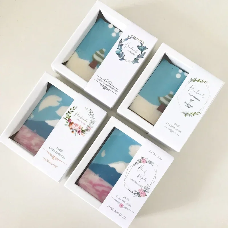 

50pcs/Lot White Paper Box Soap Packaging Box with Waist Wrapper Wedding Gifts for Guests Packaging for Handmade Soap Gift Boxes