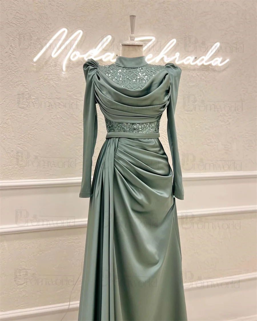 formal dresses for hijab Modest Muslim Women’s Luxe Pleated Evening Formal Dress G761 main image 0