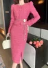 Two-Piece Set for Women Cropped Tweed Coat+Split Half Skirt Elegant Female Slim Fitting Suit Casual and Trendy Spring 1